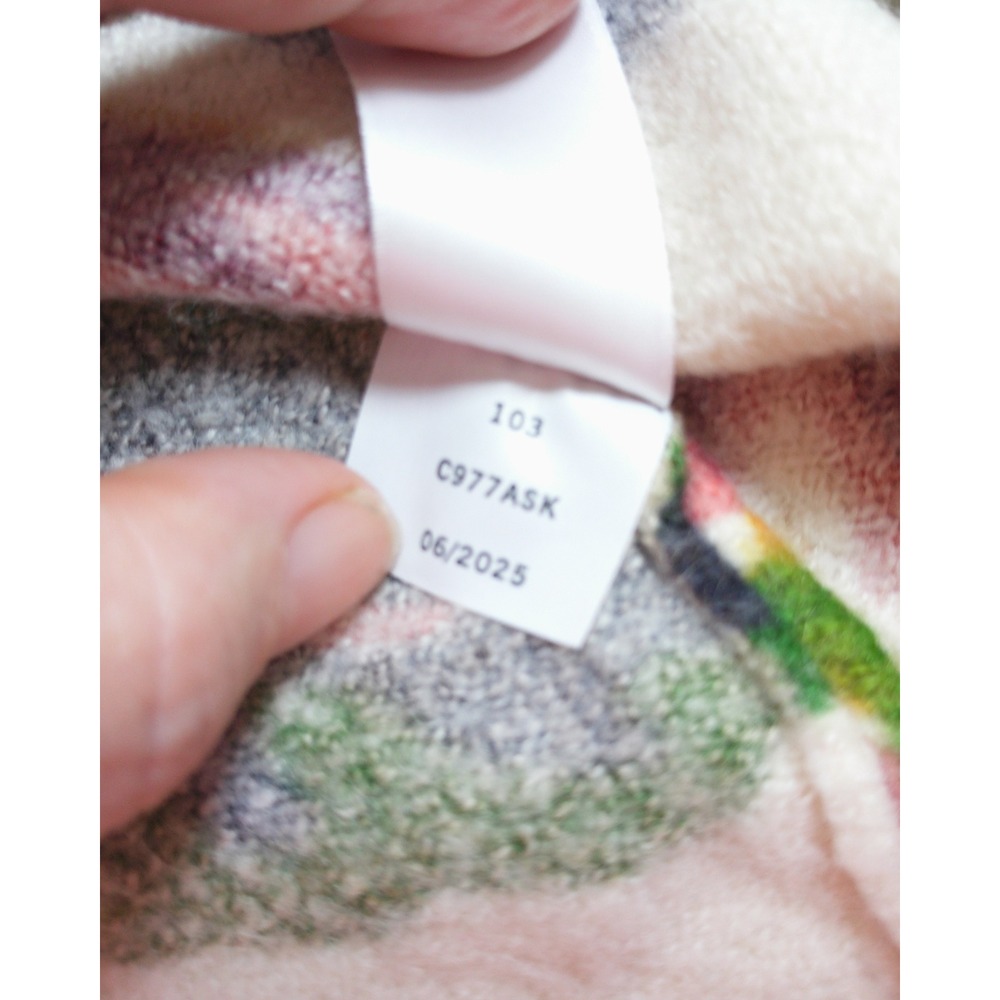 CeCe Floral Intarsia Sweater Womens Medium Ivory Pink Fuzzy Knit Botanical Print - Picture 10 of 10